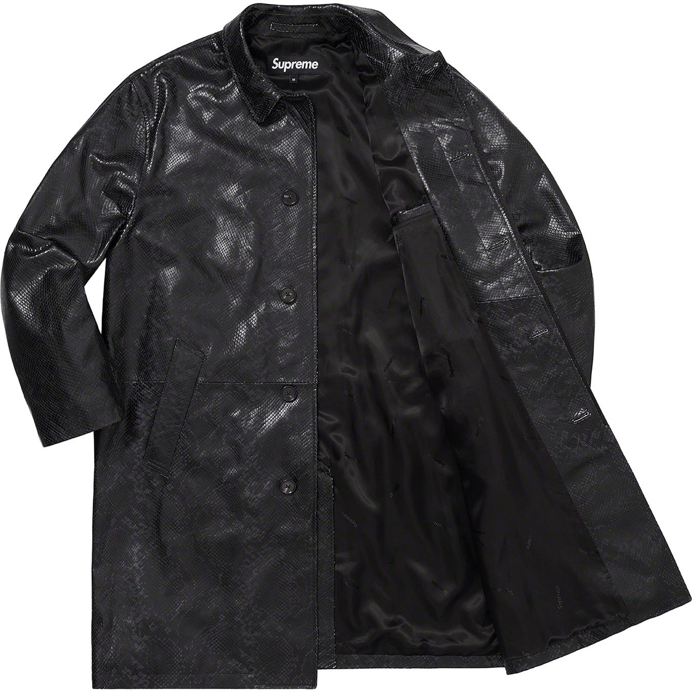 Leather Snake Trench Coat view 6